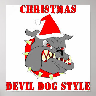 Marine Corps Christmas Devil Dog Style Poster