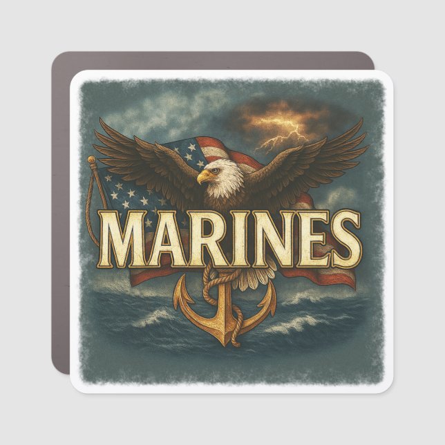 Marine Corps Veteran Logo Emblem Car Magnet (Front)