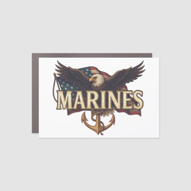 Marine Corps Veteran Logo Emblem Car Magnet (Front)