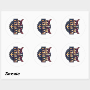 Marine Corps Veteran Logo Emblem Classic Round Sticker