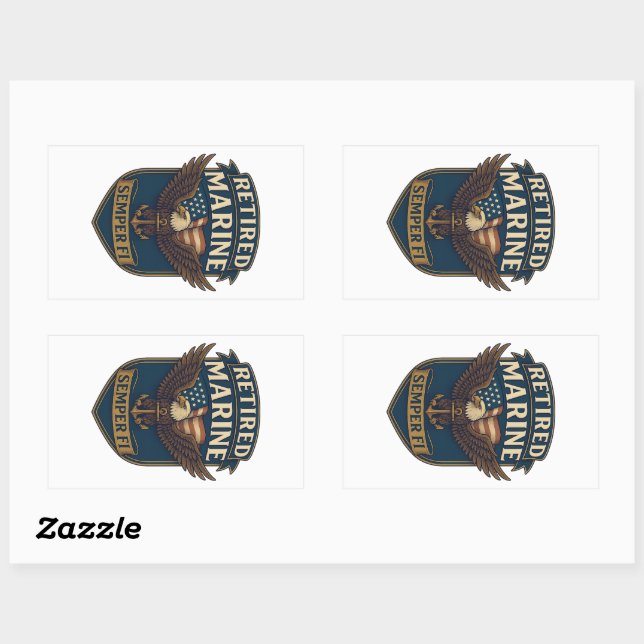 Marine Corps Veteran Logo Emblem Rectangular Sticker (Sheet)