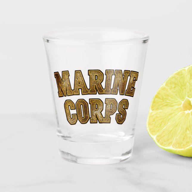 Marine Corps Veteran Logo Emblem Shot Glass (Front)