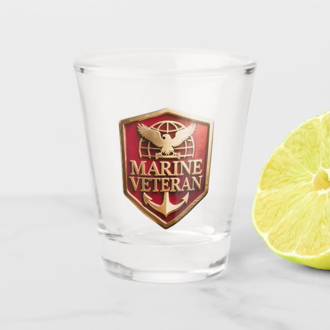 Marine Corps Veteran Logo Emblem Shot Glass (Front)