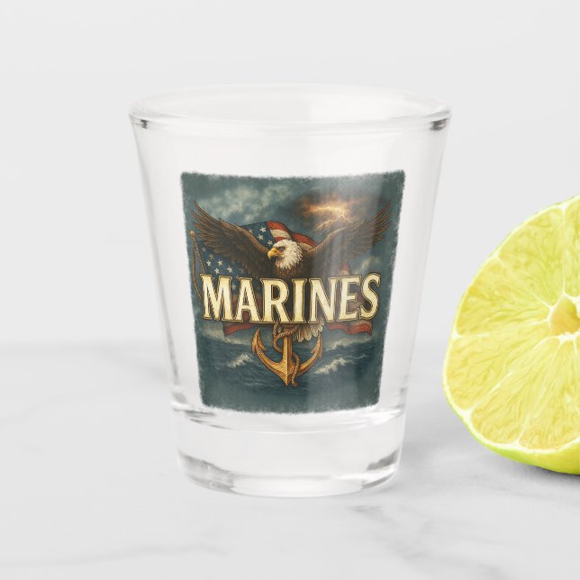 Marine Corps Veteran Logo Emblem Shot Glass (Front)