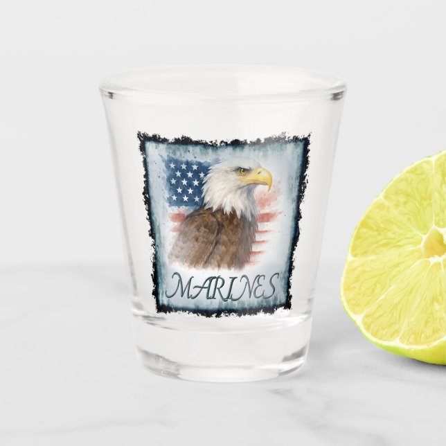 Marine Corps Veteran Logo Emblem Shot Glass (Front)