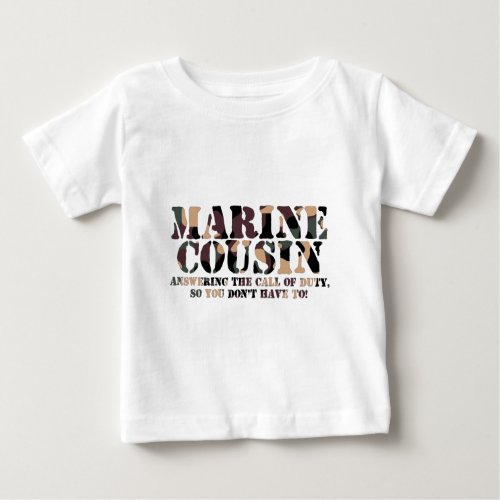 Marine Cousin Answering Call Baby T_Shirt