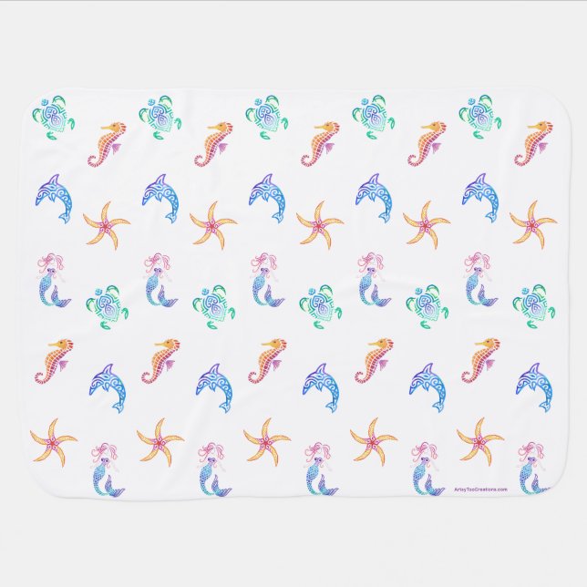 Marine Creature Baby Blanket (Horizontal)