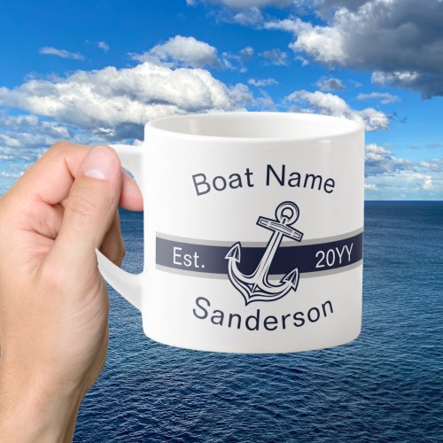 Marine Custom Nautical Anchor Navy Blue Espresso Cup