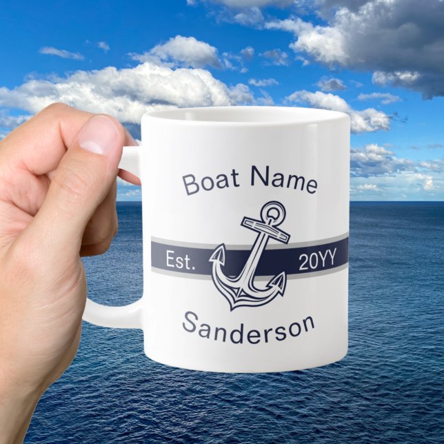 Marine Custom Nautical Anchor Navy Blue  Giant Coffee Mug (Creator Uploaded)
