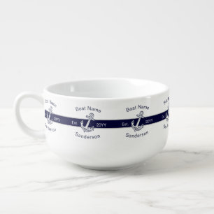 Marine Custom Nautical Anchor Navy Blue Soup Mug