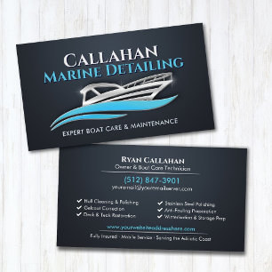 Marine Detailing Boat Cleaning Service Business Card