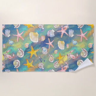 Marine Element Starfish Shellfish Call of the Sea Beach Towel
