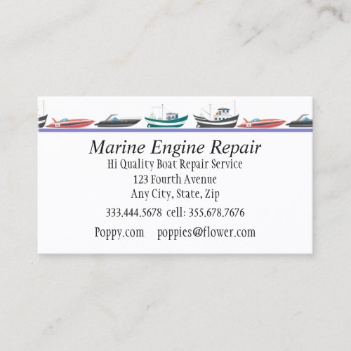 Marine Engine Boat Motor Repair Service Business C Business Card