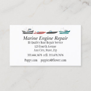 Marine Engine Boat Motor Repair Service Business Card