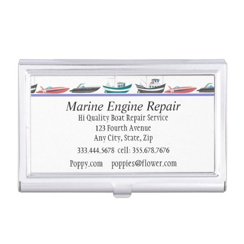 Marine Engine Boat Motor Repair Service   Business Card Case