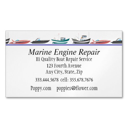 Marine Engine Boat Motor Repair Service  Business Card Magnet