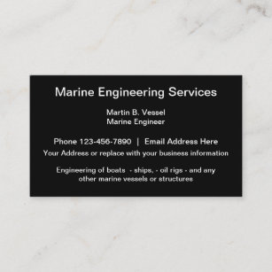 Marine Engineering Services Black Core Design Business Card