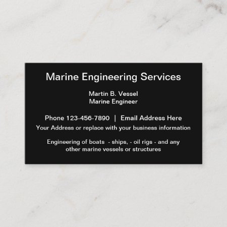 Marine Engineering Services Black Core Design Business Card