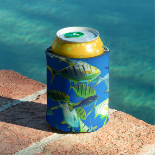 Marine Fish of Yellow with Black Stripes Can Cooler