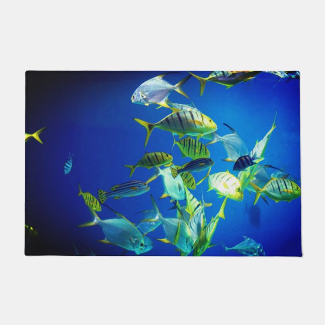 Marine Fish of Yellow with Black Stripes Doormat (Front)