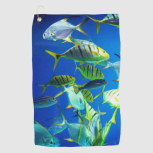 Marine Fish of Yellow with Black Stripes Golf Towel