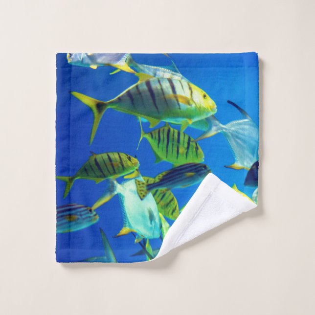 Marine Fish of Yellow with Black Stripes Wash Cloth (Wash Cloth)