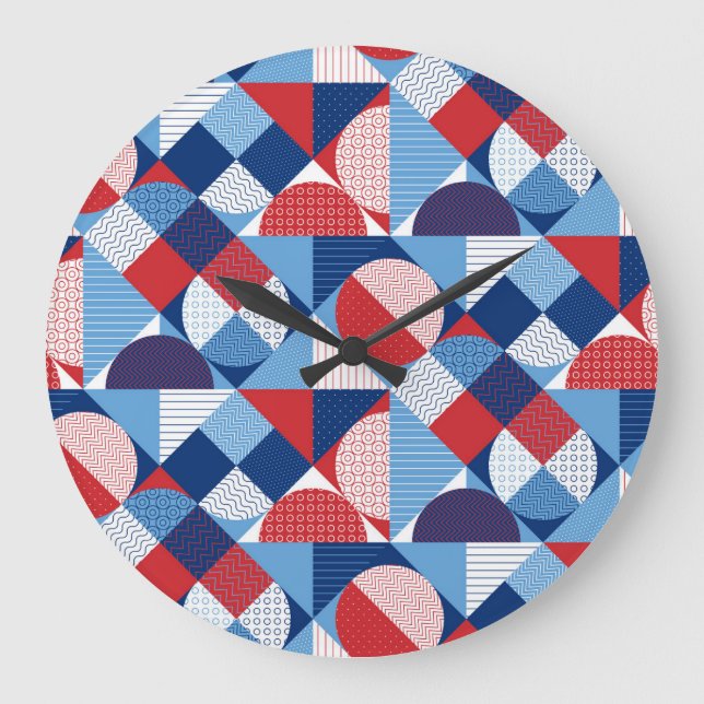 Marine geometric: summer seamless pattern. large clock (Front)