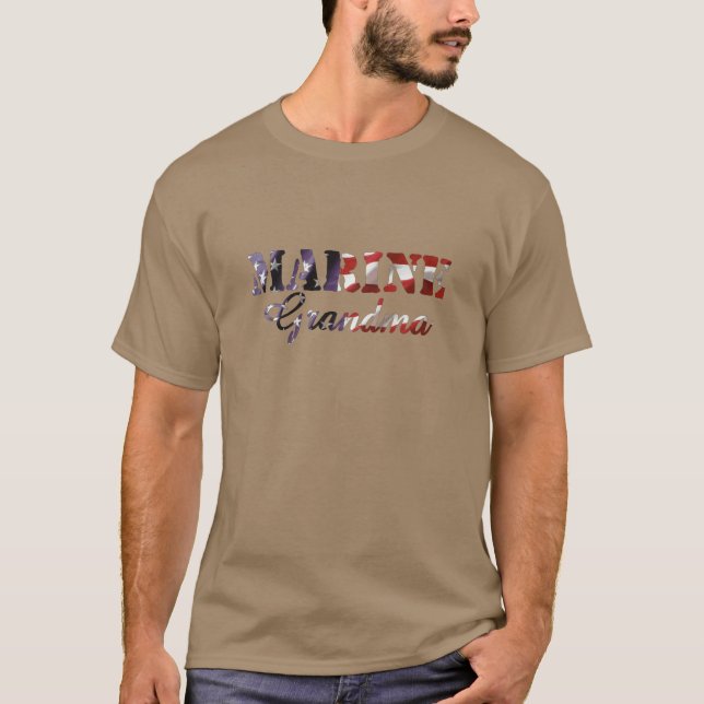 Marine Grandma American Flag T-Shirt (Front)