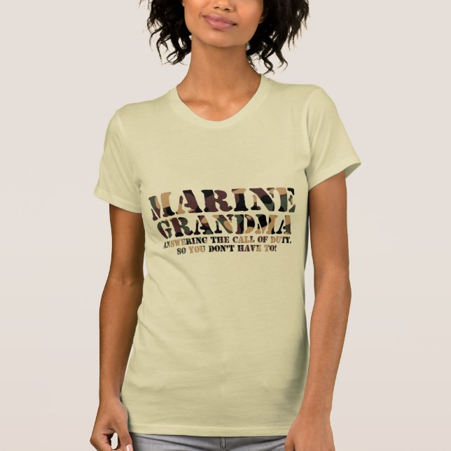 Marine Grandma Answering Call T-Shirt (Front)