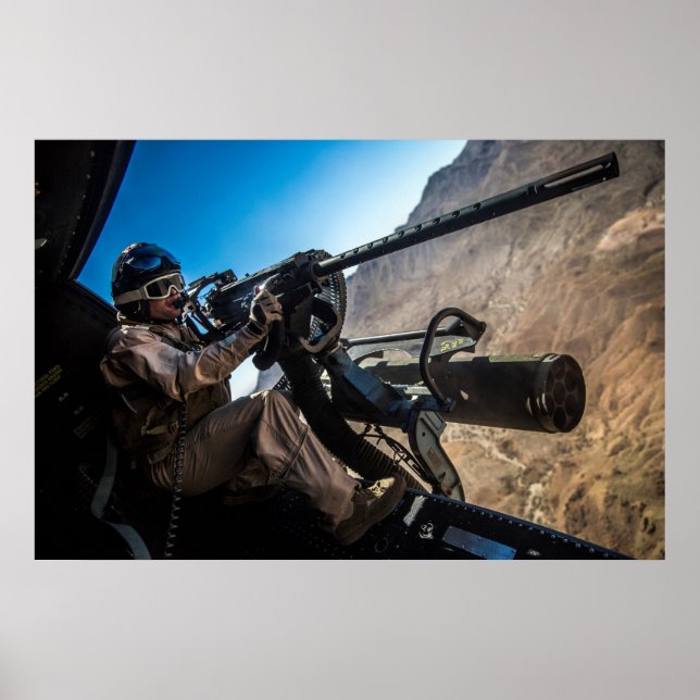 Marine Gunner Unloads on a Target Poster (Front)