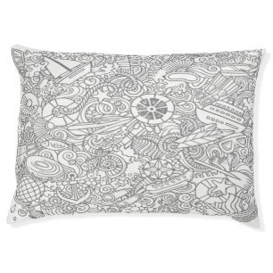 Marine hand drawn doodles pet bed