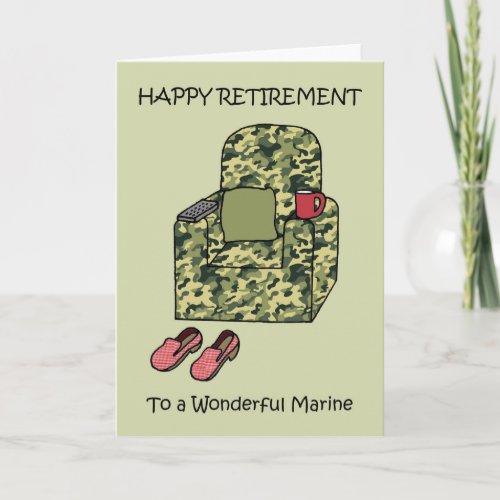 Marine Happy Retirement Cartoon Armchair Card