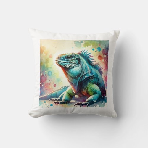 Marine Iguana 190624AREF127 _ Watercolor Throw Pillow