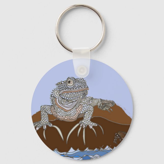 Marine Iguana on Rock Keychain (Front)
