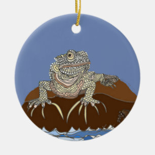 Marine Iguana on Rock with Hermit Crab Ceramic Ornament