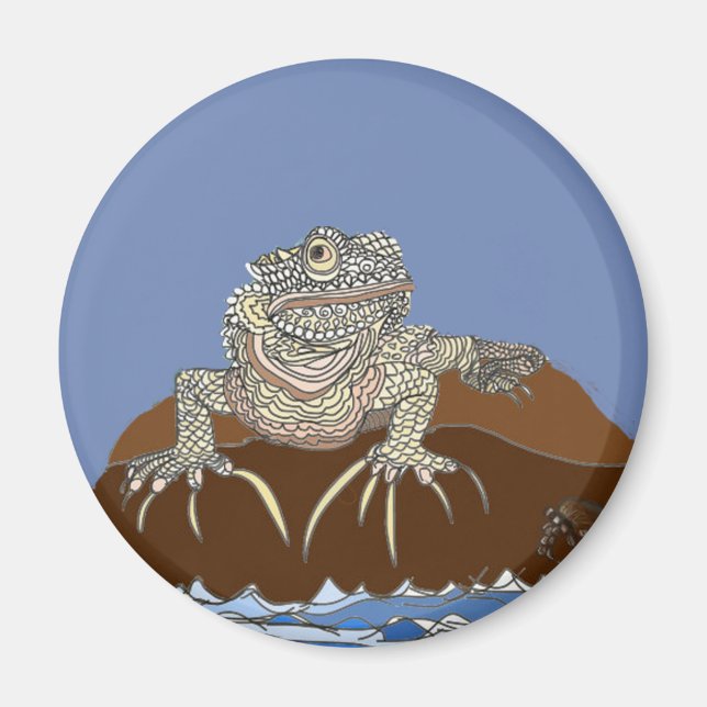 Marine Iguana on Rock with Hermit Crab Magnet (Front)