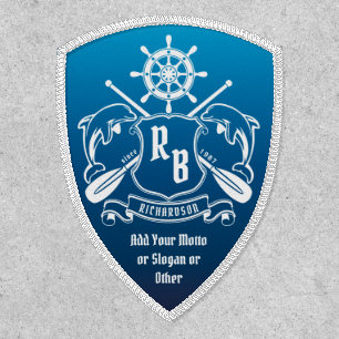 Marine Insignia Dolphins Helm Oar Shield Nautical Patch