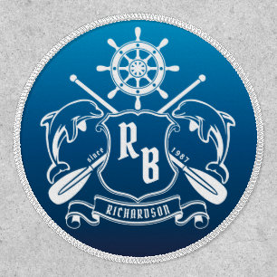 Marine Insignia Dolphins Helm Oars Shield Nautical Patch