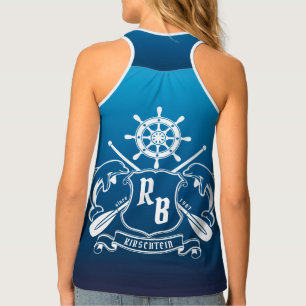 Marine Insignia Dolphins Helm Oars Shield Nautical Tank Top
