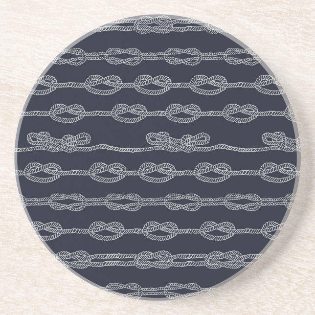 Marine Knots Pattern Sandstone Coaster (Front)