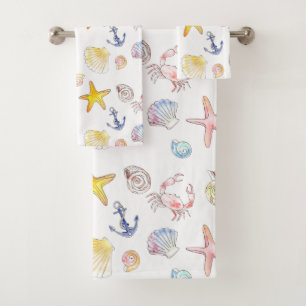 Marine Life & Anchors Bath Towel Set