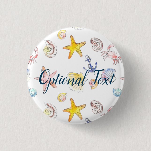 Marine Life & Anchors  Button (Front)
