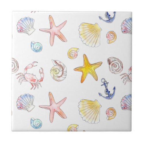 Marine Life  Anchors  Ceramic Tile