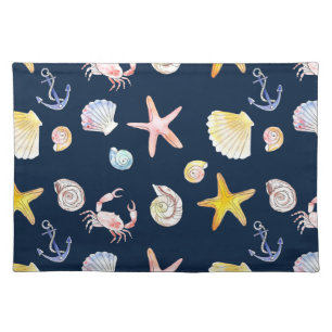 Marine Life & Anchors (Dark) Cloth Placemat