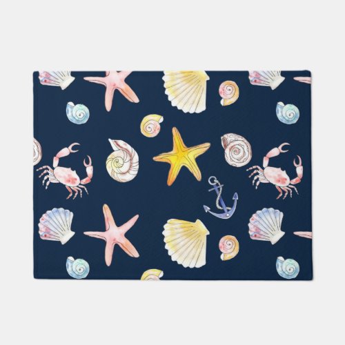 Marine Life  Anchors Dark Doormat