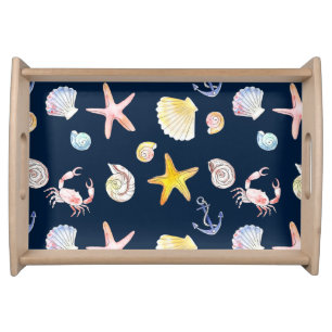 Marine Life & Anchors (Dark) Serving Tray