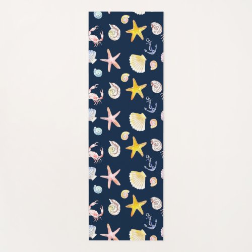 Marine Life  Anchors Dark  Yoga Mat