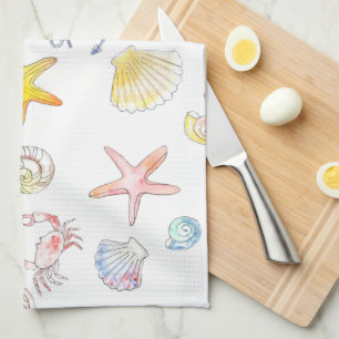 Marine Life & Anchors Kitchen Towel