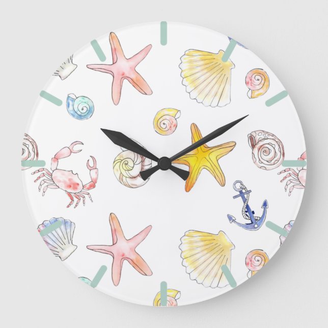 Marine Life & Anchors  Large Clock (Front)