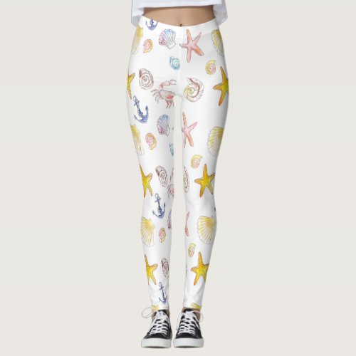 Marine Life  Anchors Leggings